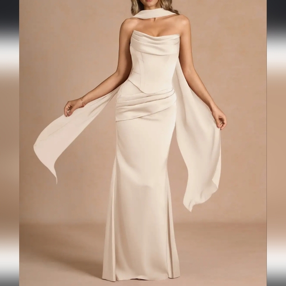 Azazie Dresses & Skirts - Elegant Cream Evening Gown